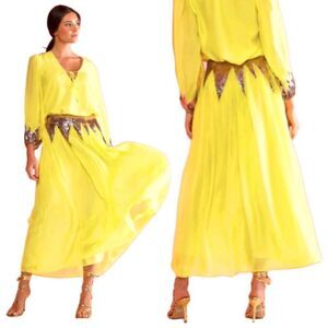 NWT Cynthia Rowley Sequin Starburst Silk Maxi Skirt